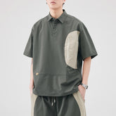 Summer Outdoor Stretch Fabric Quick Dry Polo Shirt Men Streetwear Fashion Casual Loose Short Sleeve Cargo T-shirt Hiking Tshirt