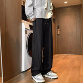 2026 New Hip Hop Gray Straight-Leg Sweatpants For Men High Street Baggy Drape Pants Spring Korean Fashion Y2K Casual Trousers