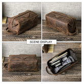 Genuine Leather Toiletry Bag Men Cosmetic Bag Travel Man Woman Wash Bag Storage Bags Handbag For Make Up Dopp Kit Male