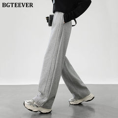 Wide-leg loose sweatpants with lace-up in long length