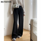 High waist wide-leg straight suit trousers in loose fit
