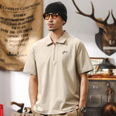 Men Summer Short Sleeve Loose Casual Streetwear Fashion Zipper Polo Shirt Man Cool Feeling T-shirt Outdoor Track T Shirt