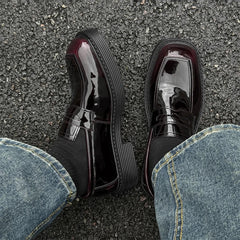 Hight Quality Spring New Classic British Business Casual Style Patent Leather Loafers For Men's Hombre Height Increasing Shoes