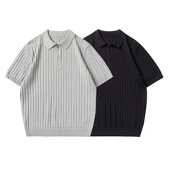 Men Summer Business Casual Fashion Vintage Short Sleeve Knitted Polo Shirt Male Commuter Sweater T-shirt Tees Tops