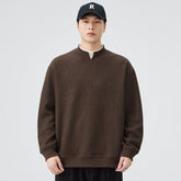 Double Collar Pullover Sweatshirt Men Loose Casual Streetwear Fashion Long Sleeve Hoodie Sweatshirts Tops
