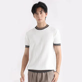 Men Summer Knitwear Vintage Fashion Loose Business Casual Short Sleeve Knitted T Shirts Man Cool Breathable Sweater T-shirt