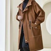 Korean Style Cotton-lined Windbreaker Men New Fashion Solid Color Trench Coat Autumn Winter Men's Casual Loose Thick Warm Coat