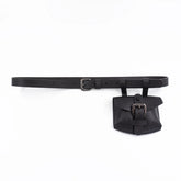 Needle buckle slim waist bag belt in plain leather for dress