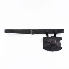 Needle buckle slim waist bag belt in plain leather for dress