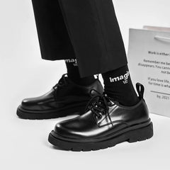 Men Luxury Harajuku Korean Style Streetwear Casual Thick Platform Leather Wedding Shoes Male Business Fashion Dress Leather Shoe