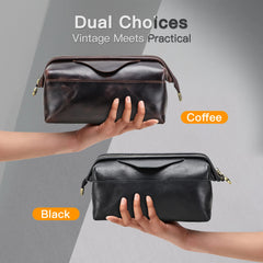 CONTACT'S Genuine Leather Cable Organizer Bags for Men Travel Cable Clutch Bag Portable Electronics Pouch Men's Bag Handbag Male