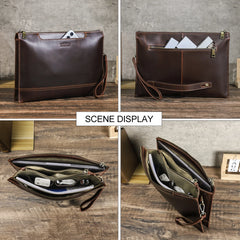 CONTACT'S Genuine Leather Laptop Clutch Bags for 14.2 inch Computer A4 Documents Organizer Men Work folio Bag Business Handbag