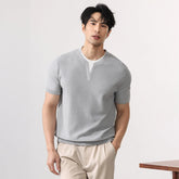 Summer Knitted Tshirt Men Business Casual Fashion Vintage Short Sleeve T Shirt Male Streetwear Sweater T-shirt T Shirts Tops