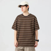 Men Summer Stripe Short Sleeve Tshirt Women Streetwear Fashion Loose Casual T Shirts Campus Boys Girls Unisex Hip Hop T-shirt