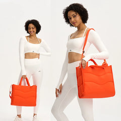 Puffer quilted oversized tote in nylon for winter