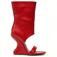 Leather Cutout Sandal Boot — Single Strap & Side Zip