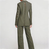 Openwork hidden button loose long-sleeve suit set