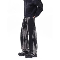 Spring Men's Goth Black Tie-dye Jeans Hip Hop Fashion Gradient Wide-leg Denim Pants 2025 New Y2K Vintage Baggy Jean Hombre