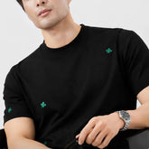 Skin-friendly Ice Silk Embroidery Short Sleeve T-shirt Men's Summer Cool Breathable Loose Casual Fashion T Shirts Tops Tshirts
