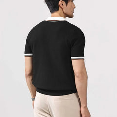 Summer Short Sleeve Knitted Polo Shirt Men Business Casual Fashion Vintage Commute Sweater T-shirt Tops Tshirt