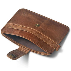 Slim genuine leather mini card holder wallet with 4 slots