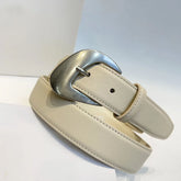 Slim cowhide leather belt with brass pin buckle in black