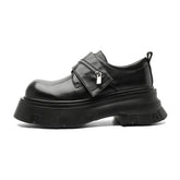 men's Black Chunky Platform Loafers Thick Sole Zipper Detail Slip-On Shoes Punk Streetwear Fashion Sneakers 2026 New Trend Style
