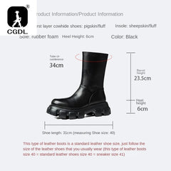 Thick Soled Platform Mens Boots Luxury Designer Square Head Soft Leather Chelsea Boots Fashion Trends Mens Street High Top Shoes