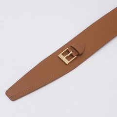 Striped embossed wide waist belt in cowhide leather for dress