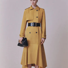 Light gold square buckle wide waist belt in soft cowhide leather