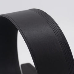 Striped embossed wide waist belt in cowhide leather for dress