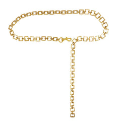 Gilt square chain waist belt with brass tassel in old gold