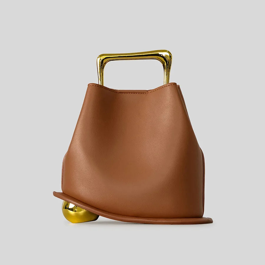 Irregular bucket bag in PU leather