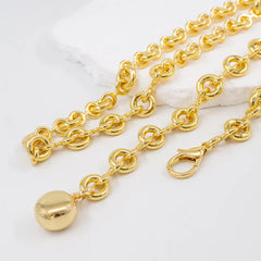 Round light gold chain waist belt in metal for women