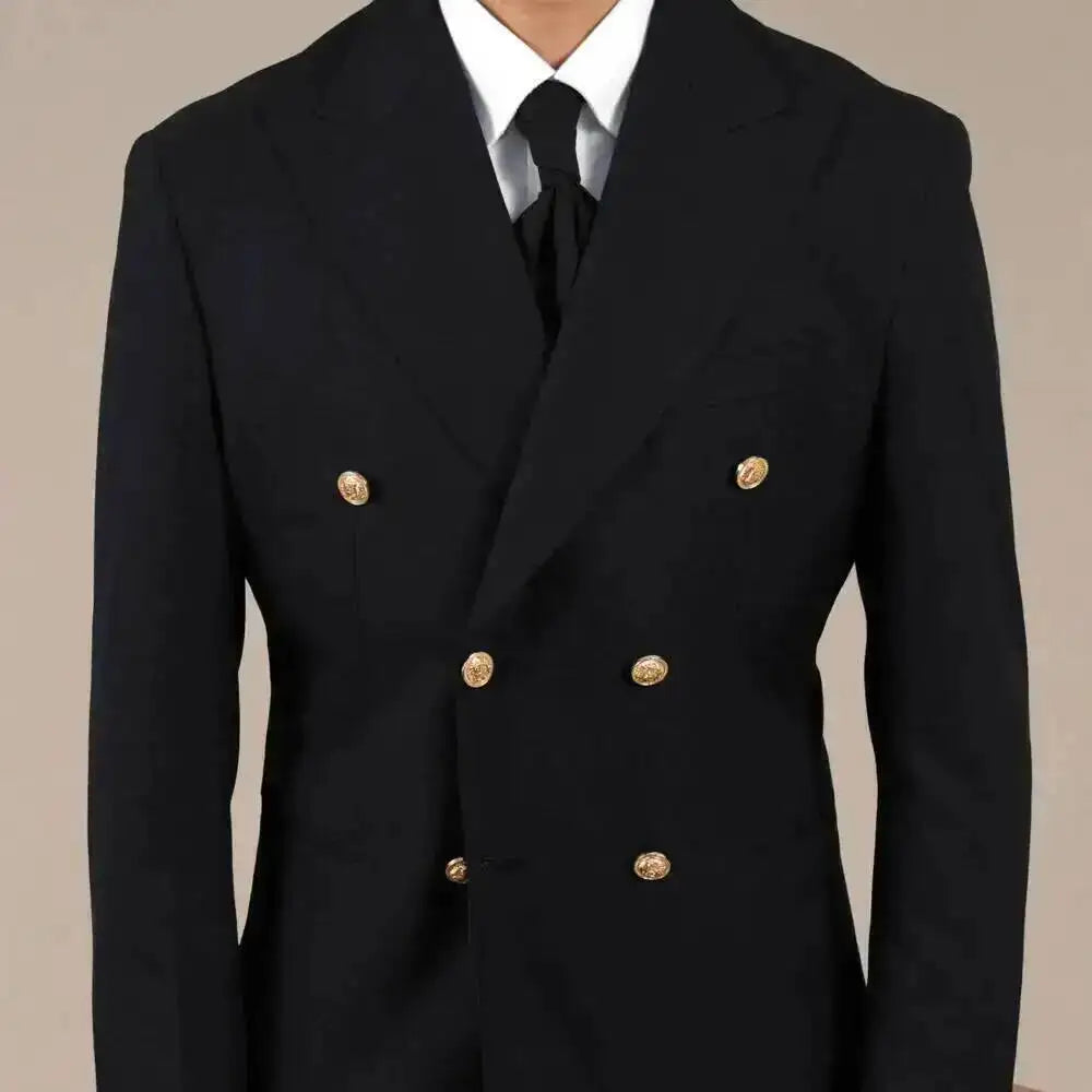Luxury Woolblend Metal Button Double Breast Suit Casual Business Banquet Host Wedding Two-Piece Suit Jacket Men Tuxedo Suit