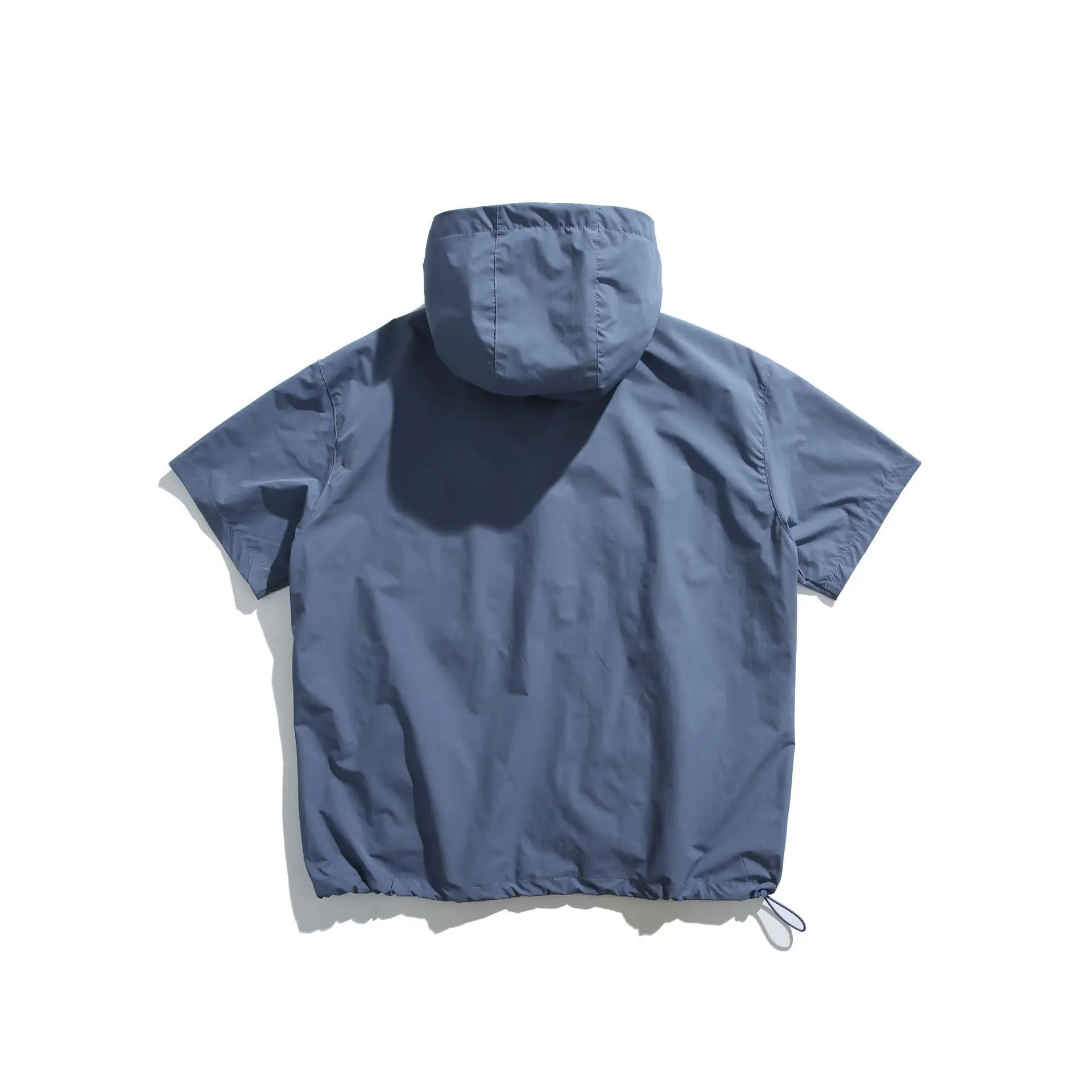 Summer New Japanese Style Color Block Hooded Windbreaker - Men's Casual Short Sleeve Outdoor Sports Jacket