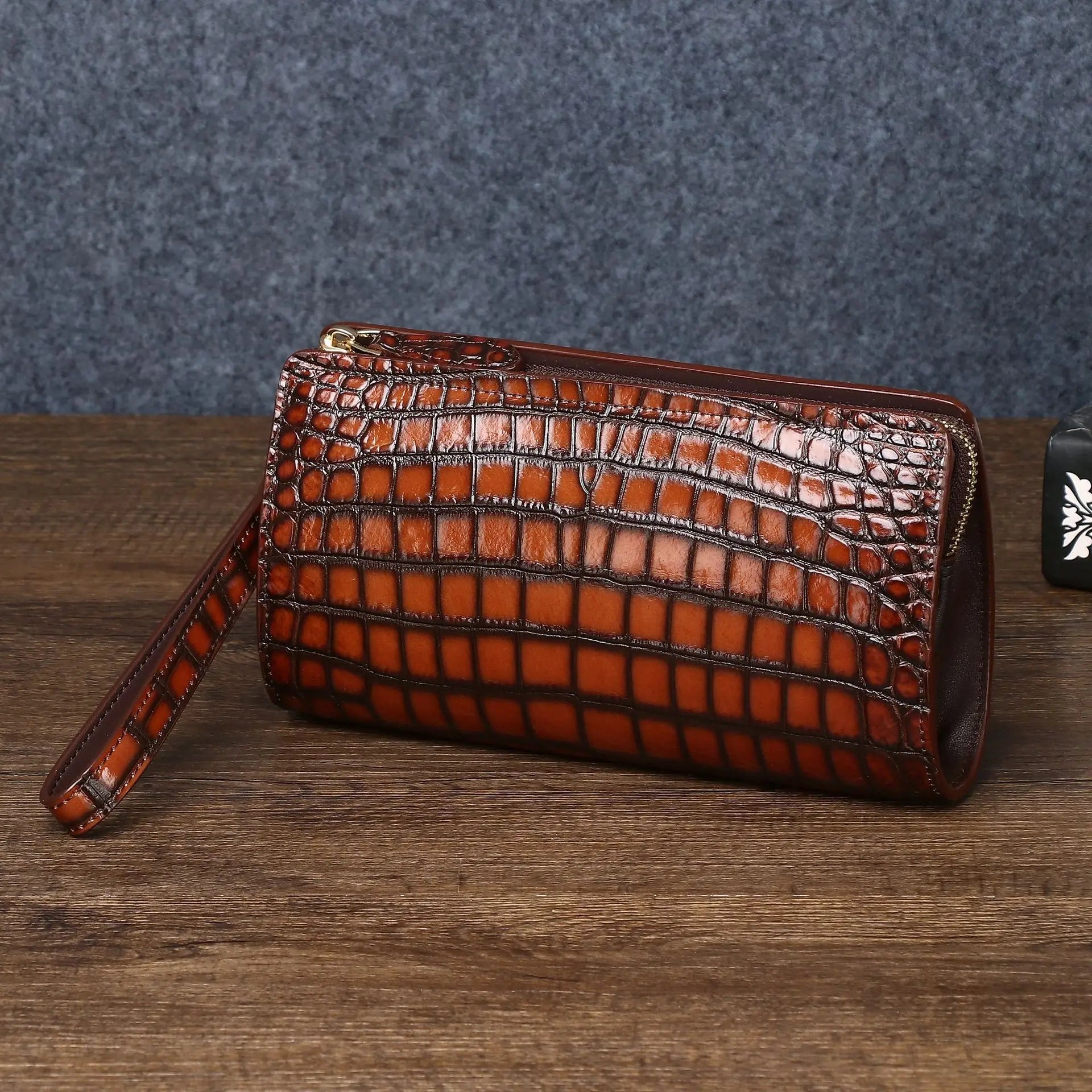 2026 Sunmer New Men's Crocodile Clutch Bag Briefcase High-quality Real Cowhide Envelope Clutch Bag Large Capacity Men's Bag