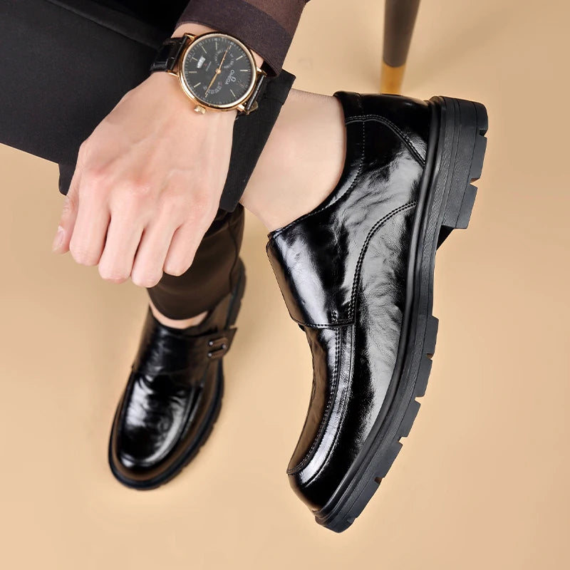 Men Loafers PU Solid Color Business Casual Men Shoes Size 38-46