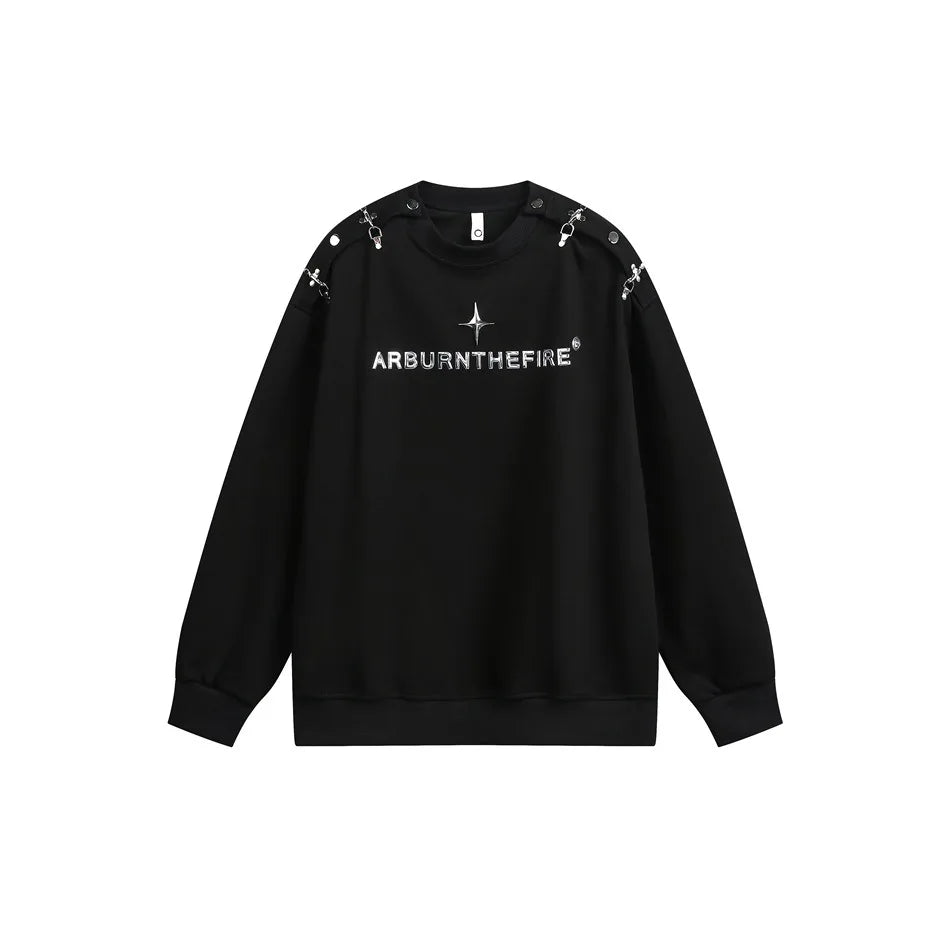 Autumn Rivet Letter Hoodies Men Streetwear Fashion Casual Loose Hip Hop Pullovers Sweatshirts Cityboy Sportwear Tops T Shirt