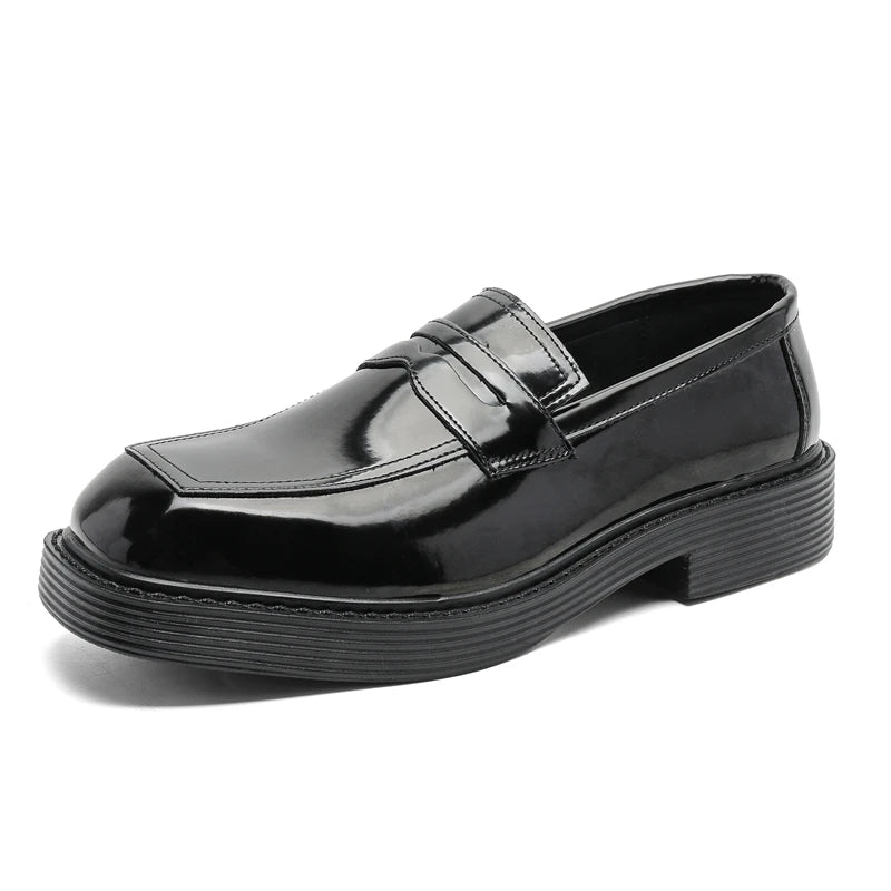 Hight Quality Spring New Classic British Business Casual Style Patent Leather Loafers For Men's Hombre Height Increasing Shoes