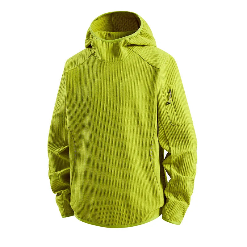Man Outdoor Mountain Series Men's Hooded Long-Sleeve T-Shirt: Moisture-Wicking, Quick-Dry Thumb Hole, Breathable