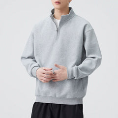Autumn Zipper Stand Collar Pullover Sweatshirt Men Loose Casual Streetwear Fashion Sweatshirts Couple Hoodie Coat Outerwear