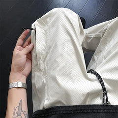 2025 New Mesh Breathable Gym Cargo Pants Hombre Functional Zipper Pocket Outdoor Trousers Casual Drape Straight Baggy Sweatpants