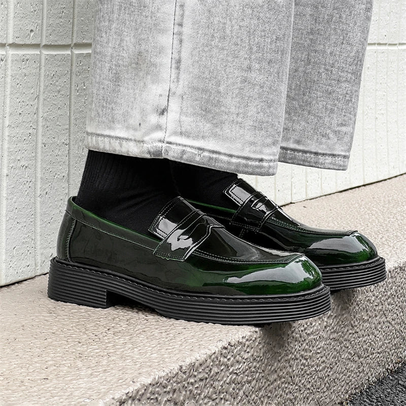 Hight Quality Spring New Classic British Business Casual Style Patent Leather Loafers For Men's Hombre Height Increasing Shoes