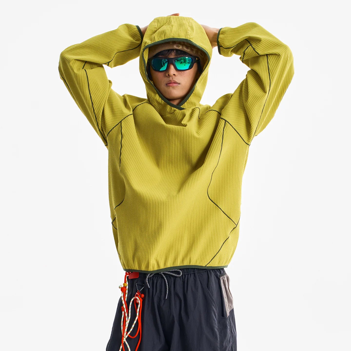 Quick - Dry Breathable Waffle Knit Hooded Sweatshirt for Spring/Summer Outdoor Sports Unisex Hoodie
