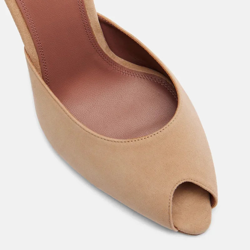 Pointed toe stiletto slipper in solid suede