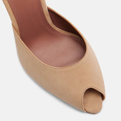 Pointed toe stiletto slipper in solid suede