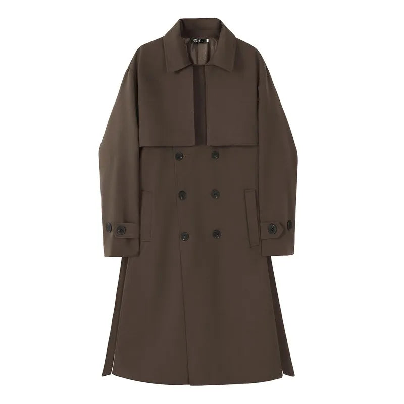 Trench Men Coat British Style Solid Double Breasted Oversize Leisure Long Coats Stylish Outwear Hombre Korean Style Windbreaker