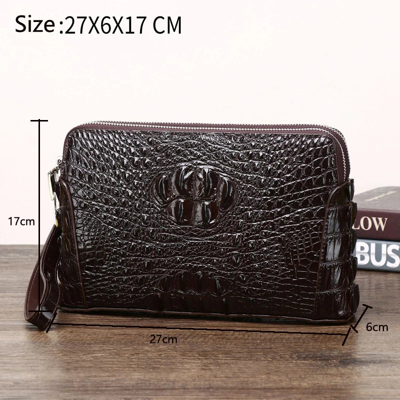 2026 New Men's Crocodile Clutch Bag Briefcase High-quality Real Cowhide Envelope Clutch Bag Large Capacity Men's Bag