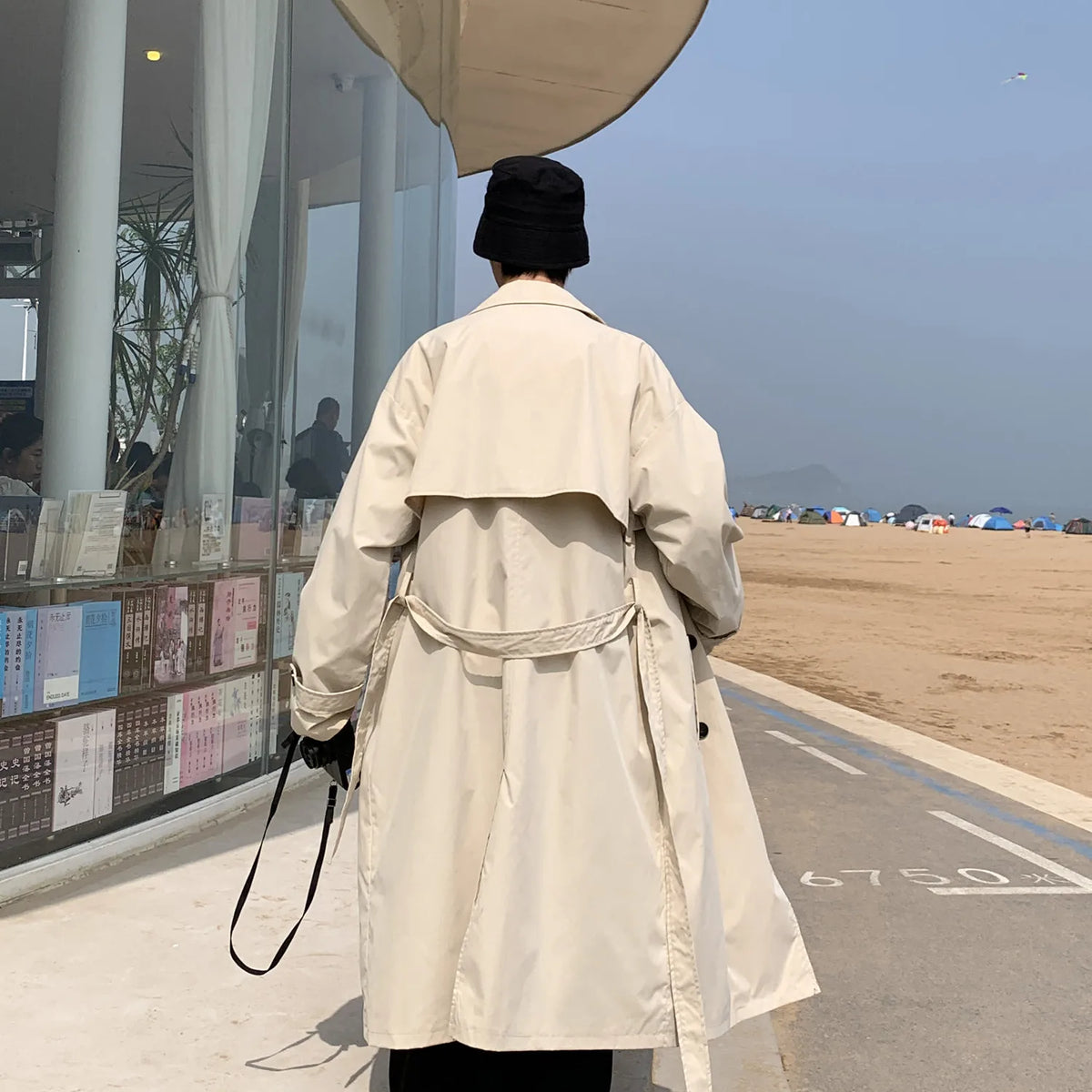Spring trench coat mens Korean style Male Streetwear Windbreaker Trenchcoat Men Solid  coats for men Casual Loose Long Overcoat